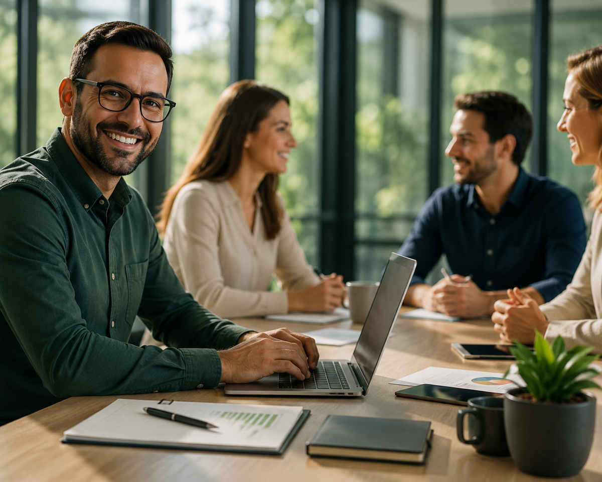 Equipe em reunião de segurança do trabalho
